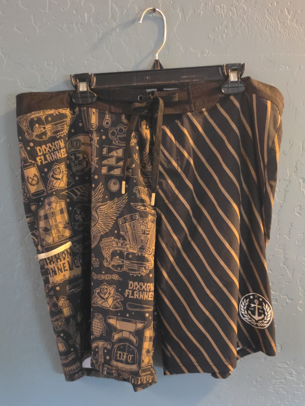 DIXXON Black and Tan Graphic Hybrid Skate Shorts
